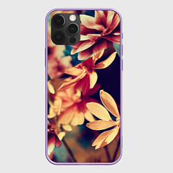 Чехол для iPhone 12 Pro Max Цветочные плитки, цвет: 3D-сиреневый