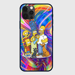 Чехол для iPhone 12 Pro Max Семейка Симпсонов празднуют Новый Год, цвет: 3D-черный