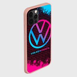 Чехол для iPhone 12 Pro Max Volkswagen - neon gradient, цвет: 3D-светло-розовый — фото 2