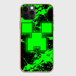 Чехол для iPhone 12 Pro Max Minecraft neon green, цвет: 3D-светло-розовый