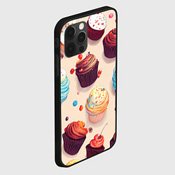Чехол для iPhone 12 Pro Max Капкейки на разный вкус, цвет: 3D-черный — фото 2