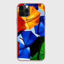 Чехол для iPhone 12 Pro Max Разноцветные зонтики, цвет: 3D-светло-розовый