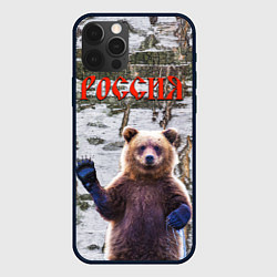Чехол для iPhone 12 Pro Max Российский медведь на фоне берёзы, цвет: 3D-черный