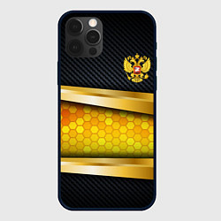 Чехол для iPhone 12 Pro Max Black & gold - герб России, цвет: 3D-черный