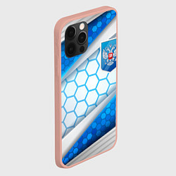 Чехол для iPhone 12 Pro Max Синий герб России на объемном фоне, цвет: 3D-светло-розовый — фото 2