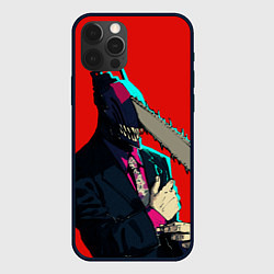 Чехол для iPhone 12 Pro Max Человек бензопила в деловом костюме, цвет: 3D-черный