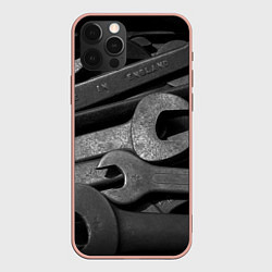 Чехол для iPhone 12 Pro Max Композиция из гаечных ключей, цвет: 3D-светло-розовый