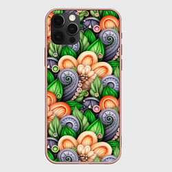 Чехол для iPhone 12 Pro Max Объемные лепестки цветов и листья, цвет: 3D-светло-розовый