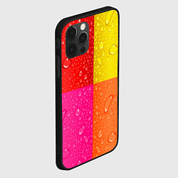 Чехол для iPhone 12 Pro Max Капли дождя на цветных подложках - паттерн, цвет: 3D-черный — фото 2
