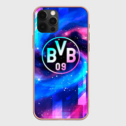 Чехол для iPhone 12 Pro Max Borussia неоновый космос, цвет: 3D-светло-розовый