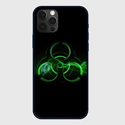 Чехол для iPhone 12 Pro Max Радиация - зелёный знак, цвет: 3D-черный