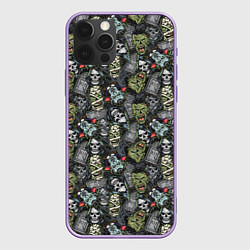 Чехол для iPhone 12 Pro Max Череп, зомби и вампир, цвет: 3D-сиреневый