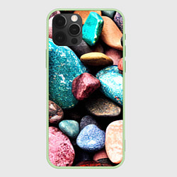 Чехол для iPhone 12 Pro Max Камни разноцветные, цвет: 3D-салатовый