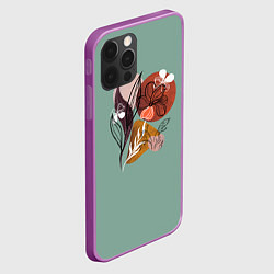 Чехол для iPhone 12 Pro Max Абстрактные цветы на сером, цвет: 3D-сиреневый — фото 2