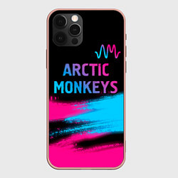 Чехол для iPhone 12 Pro Max Arctic Monkeys - neon gradient: символ сверху, цвет: 3D-светло-розовый