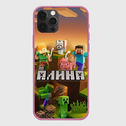 Чехол для iPhone 12 Pro Max Алина Minecraftг, цвет: 3D-малиновый