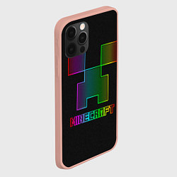 Чехол для iPhone 12 Pro Max Minecraft logo neon, цвет: 3D-светло-розовый — фото 2