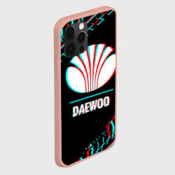 Чехол для iPhone 12 Pro Max Значок Daewoo в стиле glitch на темном фоне, цвет: 3D-светло-розовый — фото 2