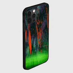 Чехол для iPhone 12 Pro Max Абстрактный зелёный туман и красная краска, цвет: 3D-черный — фото 2