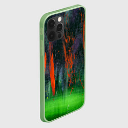 Чехол для iPhone 12 Pro Max Абстрактный зелёный туман и красная краска, цвет: 3D-салатовый — фото 2