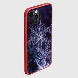 Чехол для iPhone 12 Pro Max Снежинки макро фото, цвет: 3D-красный — фото 2