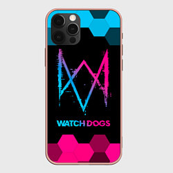 Чехол для iPhone 12 Pro Max Watch Dogs - neon gradient, цвет: 3D-светло-розовый