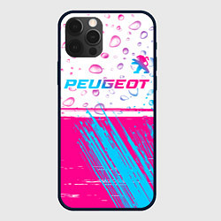 Чехол iPhone 12 Pro Max Peugeot neon gradient style: символ сверху