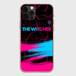 Чехол для iPhone 12 Pro Max The Witcher - neon gradient: символ сверху, цвет: 3D-светло-розовый