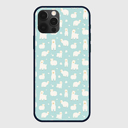 Чехол для iPhone 12 Pro Max Blue Alpacas, цвет: 3D-черный