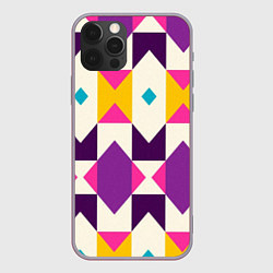 Чехол для iPhone 12 Pro Max Геометрический цветной орнамент, цвет: 3D-серый