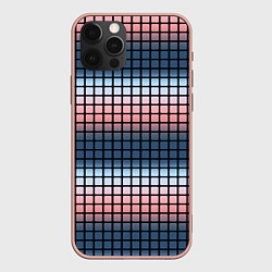 Чехол для iPhone 12 Pro Max Разноцветный коралловый с синим узор клетка, цвет: 3D-светло-розовый