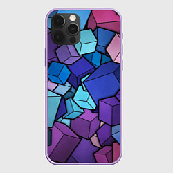 Чехол для iPhone 12 Pro Max Цветные кубы, цвет: 3D-сиреневый