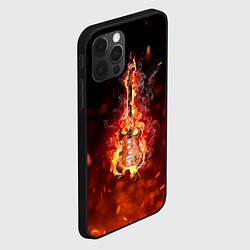 Чехол для iPhone 12 Pro Max Гитара - пламя, цвет: 3D-черный — фото 2