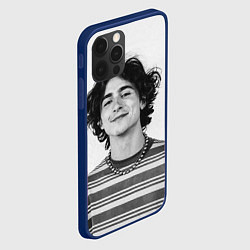 Чехол для iPhone 12 Pro Max Timothee Chalamet black white photo, цвет: 3D-тёмно-синий — фото 2