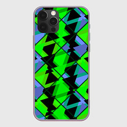 Чехол iPhone 12 Pro Max Абстрактные узор из геометрических фигур в зеленых