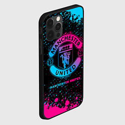 Чехол для iPhone 12 Pro Max Manchester United - neon gradient, цвет: 3D-черный — фото 2