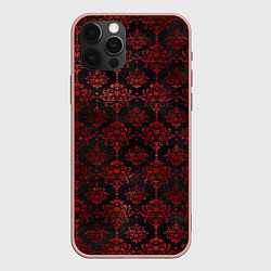 Чехол для iPhone 12 Pro Max Красные классические узоры на черном фоне, цвет: 3D-светло-розовый