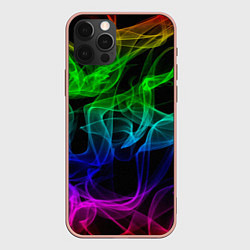 Чехол для iPhone 12 Pro Max Разноцветный неоновый дым, цвет: 3D-светло-розовый