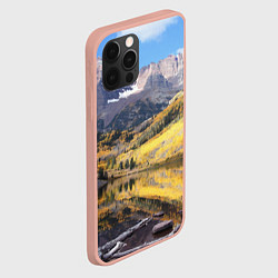 Чехол для iPhone 12 Pro Max Красивая река между гор, цвет: 3D-светло-розовый — фото 2