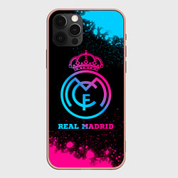 Чехол для iPhone 12 Pro Max Real Madrid - neon gradient, цвет: 3D-светло-розовый