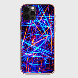 Чехол для iPhone 12 Pro Max Красно-синие неоновые линии, цвет: 3D-светло-розовый