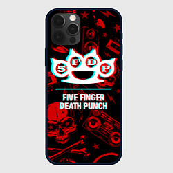 Чехол iPhone 12 Pro Max Five Finger Death Punch rock glitch