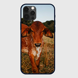 Чехол для iPhone 12 Pro Max Коровка на поле, цвет: 3D-черный