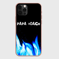 Чехол для iPhone 12 Pro Max Papa Roach blue fire, цвет: 3D-светло-розовый