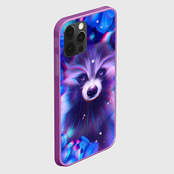 Чехол для iPhone 12 Pro Max Волшебный енот в цветах, цвет: 3D-сиреневый — фото 2