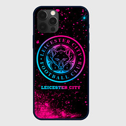 Чехол для iPhone 12 Pro Max Leicester City - neon gradient, цвет: 3D-черный