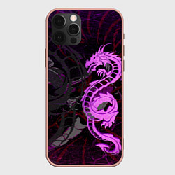 Чехол для iPhone 12 Pro Max Неоновый дракон purple dragon, цвет: 3D-светло-розовый