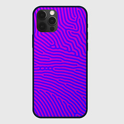 Чехол для iPhone 12 Pro Max Фиолетовые линии, цвет: 3D-черный