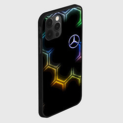 Чехол для iPhone 12 Pro Max Mercedes - neon pattern, цвет: 3D-черный — фото 2