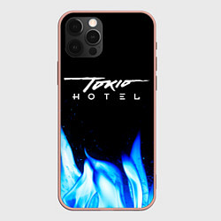 Чехол для iPhone 12 Pro Max Tokio Hotel blue fire, цвет: 3D-светло-розовый